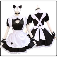 black cute cat lolita maid dress costumes cosplay suit for girls woman waitress maid party stage costumes