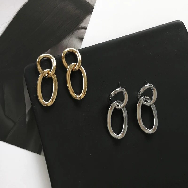 Модные серьги с 2019 большие геометрические для женщин Подвесные гвоздики