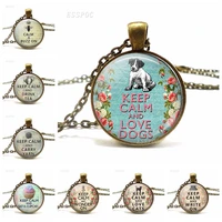 keep calm and love dog necklace pendantliterary glass photo jewelry accessories dog lover giftbirthday gift