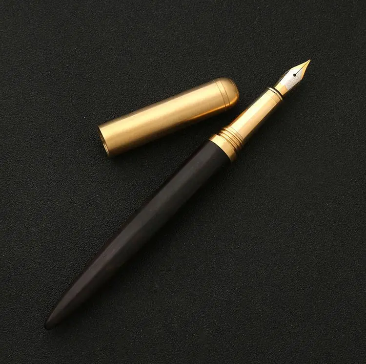 Luxury Brass Fountain Pen Office 0.7mm Ink Pen Student Wood Calligraphy Pens For School Writing Stationery Supplies