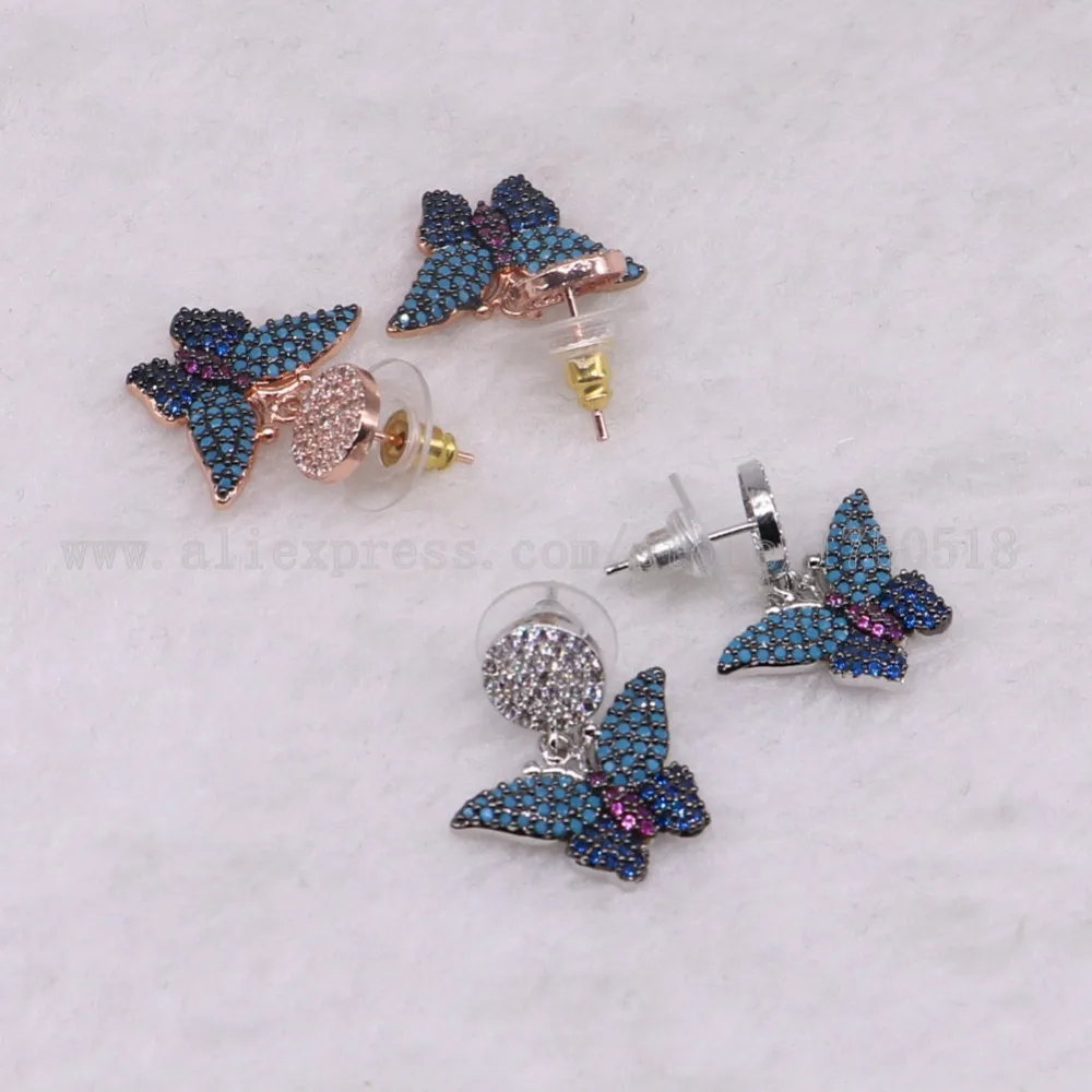 5 пар крошечные серьги-бабочки Красочные насекомые летучая пчела высокое