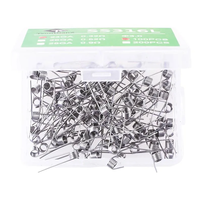 Готовая нагревательная катушка Tsondianz SS316 100 шт./лот 24 26 28 DIY Alien Clapton Wire для