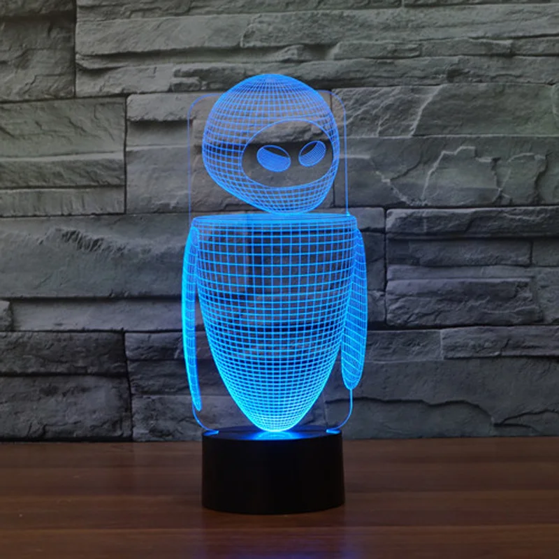 Новый робот красочные 3D светодиодный Ночной светильник 7 цветов автоматическое