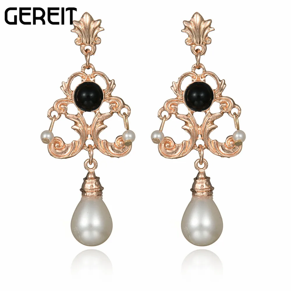 Женские серьги капельки GEREIT белые и черные с жемчугом в Корейском стиле