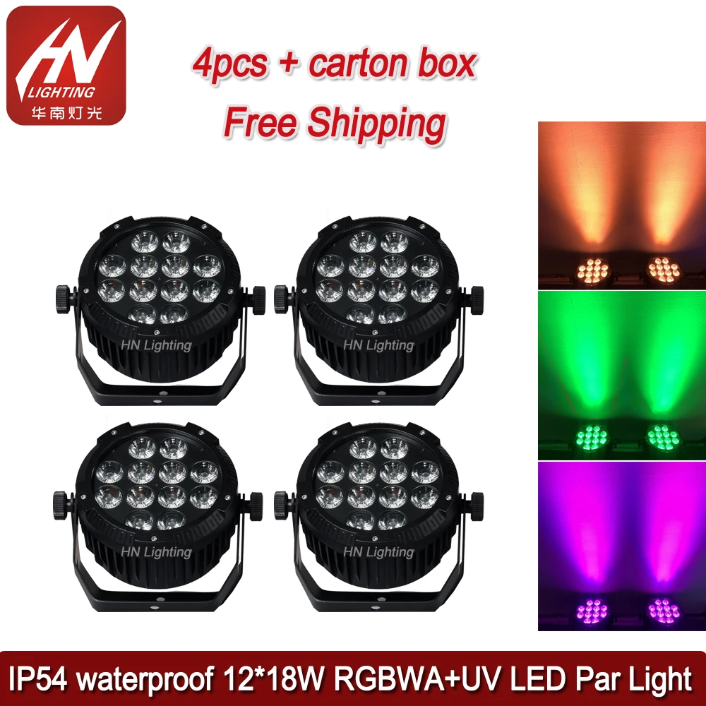 

4pcs DMX led par light 12*18w waterproof IP54 RGBWAUV 6in1 led flat uplight