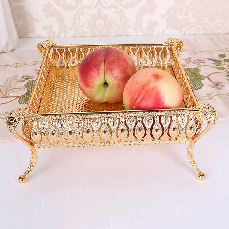 

Luxury European Style Metal Tray Home Decoration Tableware Storage Fruit Tray Snack Holder Hotel Decor Jewelry Holder Organizer