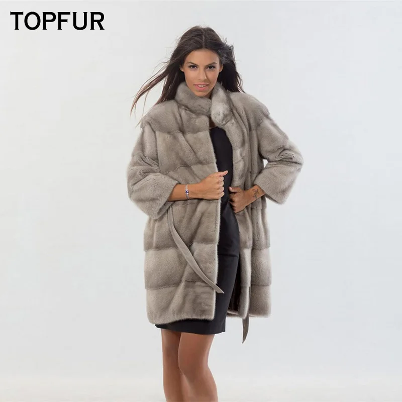 TOPFUR Fashion New Style Real Mink Fur Coat Women 2019 Winter 85 CM Long Luxury Genuine Jacket With Stand Collar Coats | Женская одежда