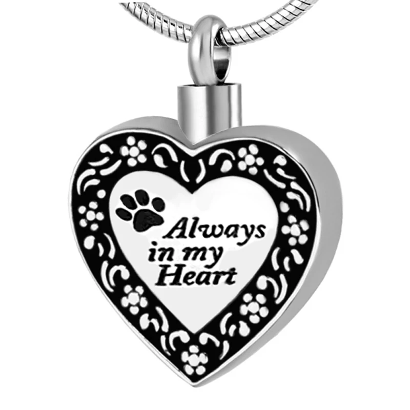 

Always In My Heart Pet Cremation Urn Dog/Cat Stainless Steel Ashes Holder Pendant Ash Keepsake Memorial Jewelry