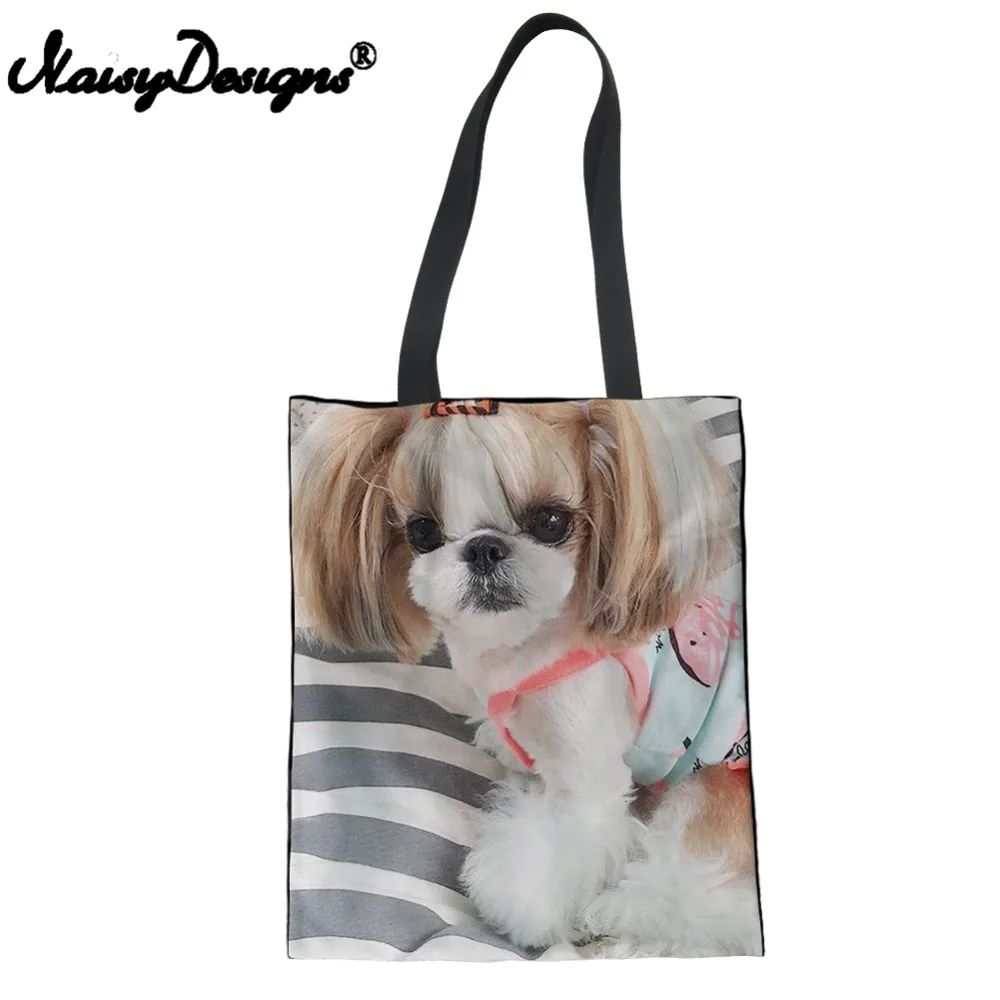 Бесшумная дизайнерская женская сумка для покупок Shih Tzu Dog с принтом, женская сумка-тоут, сумочка для покупок, женская сумка через плечо, Kawaii, школьные сумки для детей