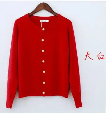 red Baharcelin 3XL 4XL Большие размеры для женщин и девочек осень зима кардиганы длинный рукав трикотажные свитера круглый вырез базовые вязаные топы - Цвет: red