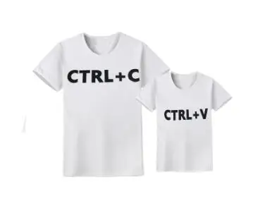 white Одинаковые комплекты для семьи летняя рубашка CTRL+ C CTRL+ V для папы и сына Одинаковая одежда для всей семьи комплект одежды для маленьких девочек и папы - Цвет: white
