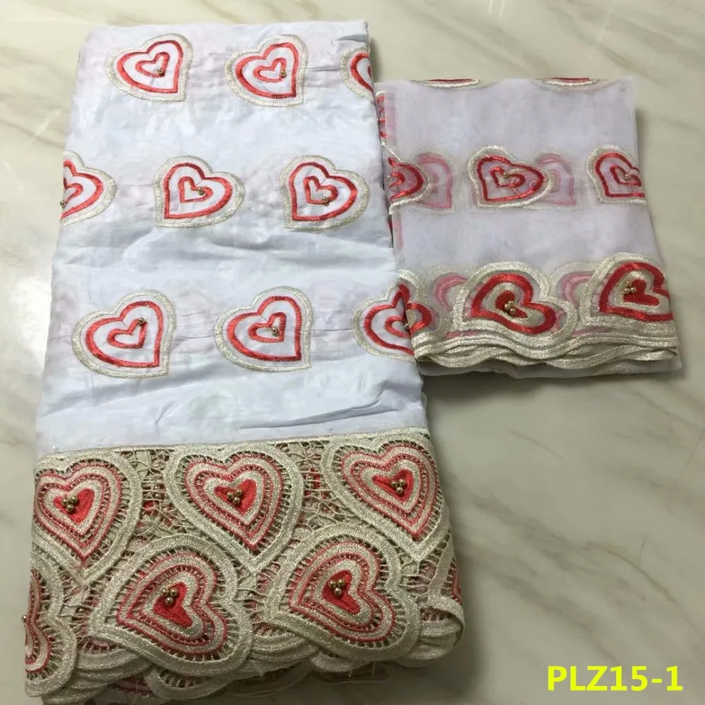 

Newest arrival bazin 5 yards with 2 yards beaded French tulle lace with embroidery designs