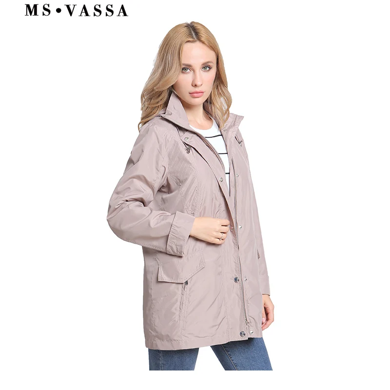 MS VASSA женские куртки 2019 новые весенние пальто размера плюс 6XL 10XL с капюшоном