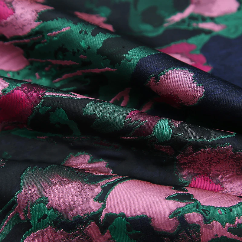 

High-end positioning fashion jacquard cotton fabric New Pink-violet yarn-dyed jacquard fabric dress cheongsam Damask fabric