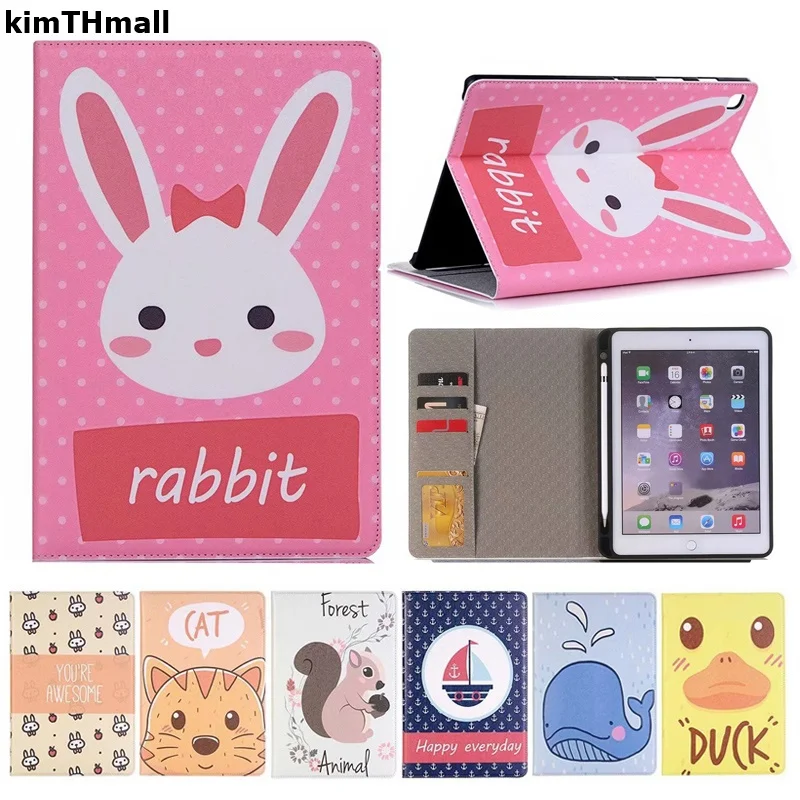 

Case For iPad Pro 10.5 2017/iPad Air 3 2019 case with Pencil Holder Cartoon Smart flip leather Stand Card Tablet case kimTHmall