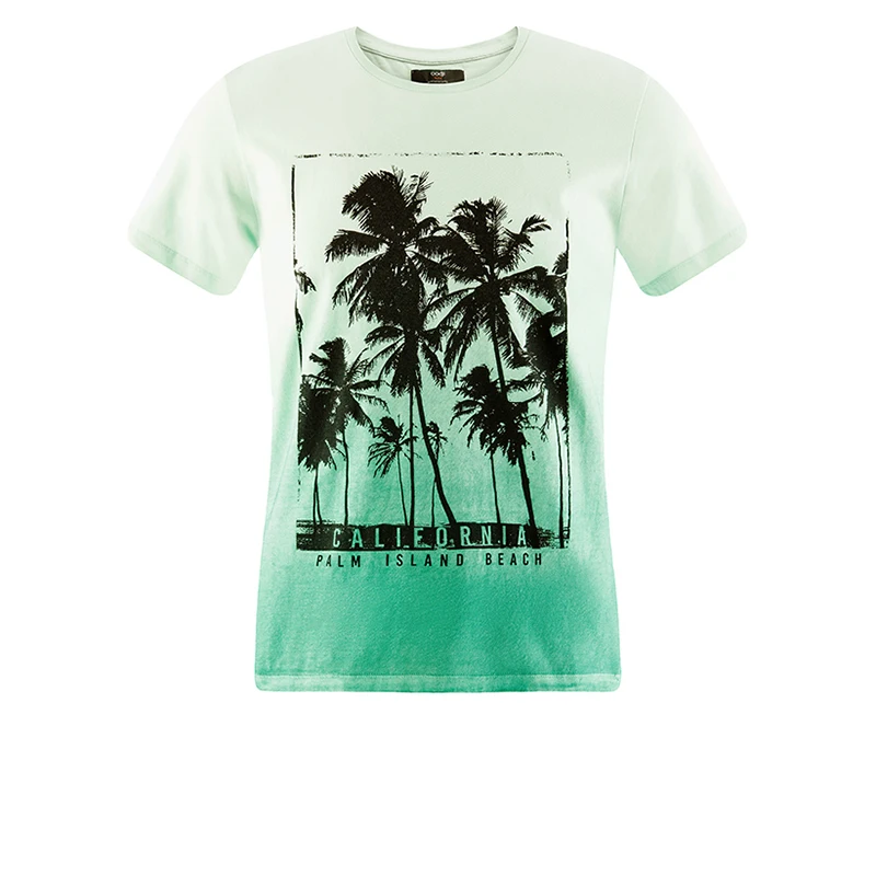 oodji Футболка хлопковая с принтом &quotпальмы&quot мужская 5L611366M 39485N|t-shirt|male t-shirtoodji |