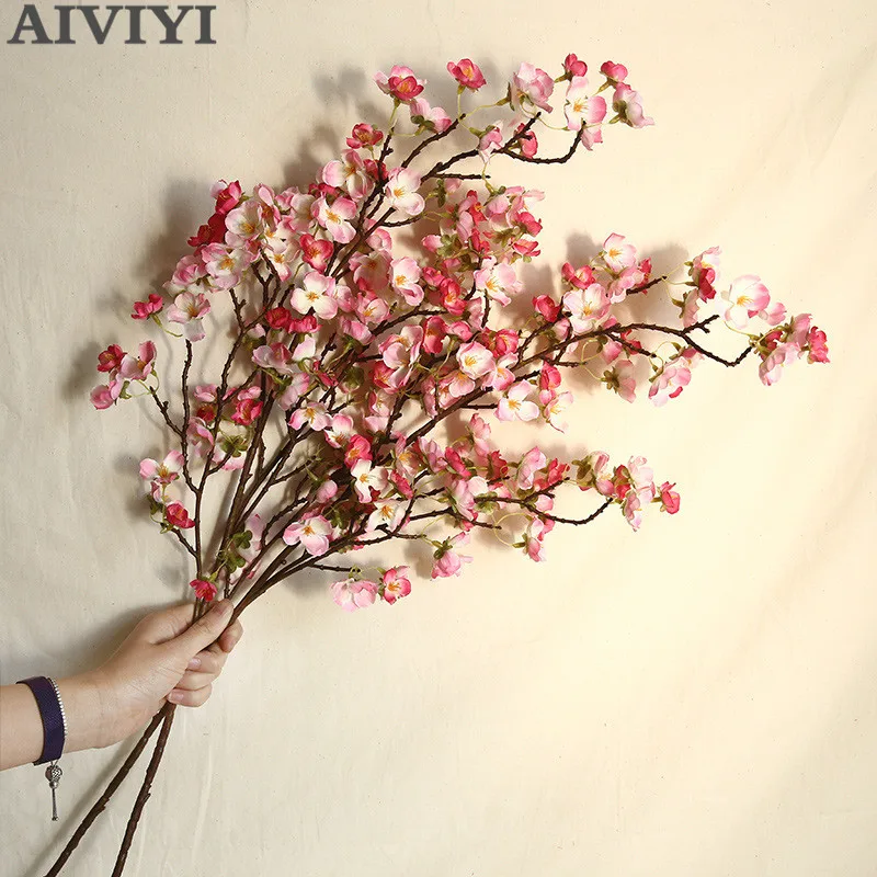 

New artificial cherry blossom peach flower bouquet cherry blossom silk fake flower wedding DIY home decoration