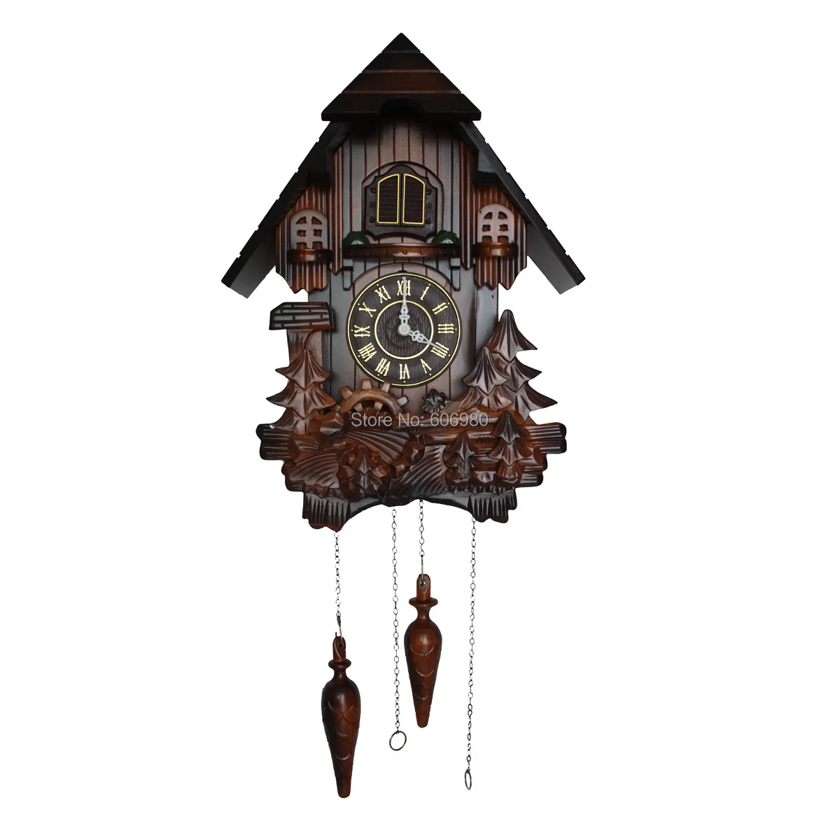 Хронометраж Моды Ручной Работы Дерево Немой Небольшой Дом Настенные Часы