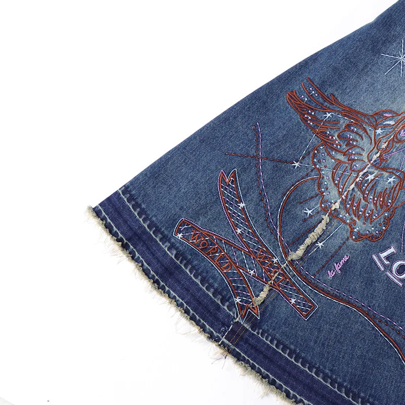Новинка 2019 года летнее джинсовое платье с вышивкой шерстяное средней длины на