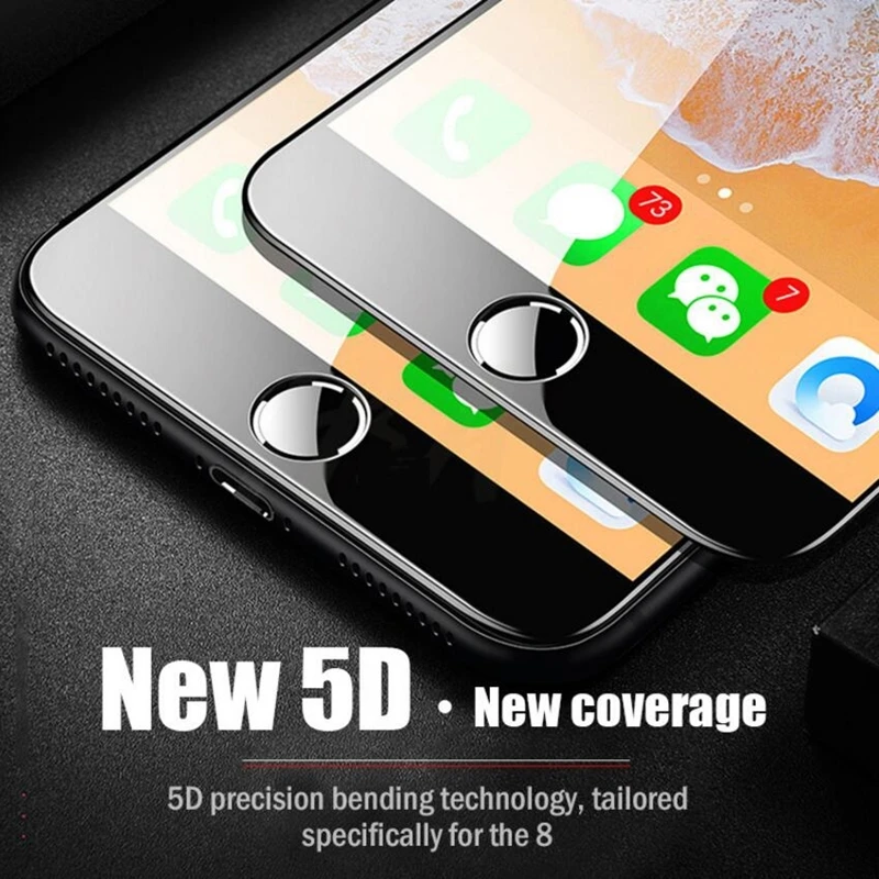 5D холодная резьба полное покрытие закаленное стекло для iPhone 7 8 Plus Новый 3D/4D