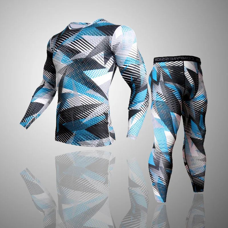 men's sportswear fitness men compression top long sleeve camouflage clothing leggings Rash Guard MMA sport undershirt 3XL | Мужская