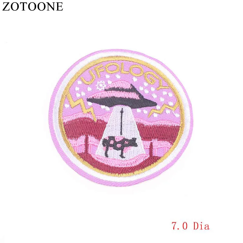 7 ZOTOONE круглые НЛО вышитые патчи на железе нашивки для одежды DIY мотив полосатая одежда наклейки инопланетянин астронавт значки E - Цвет: 7