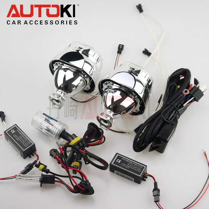 Autoki 2 5 Мини HID линзы проектора bi Xenon ксеноновая лампа 4300 K 8000 CCFL Angel Eye для фар