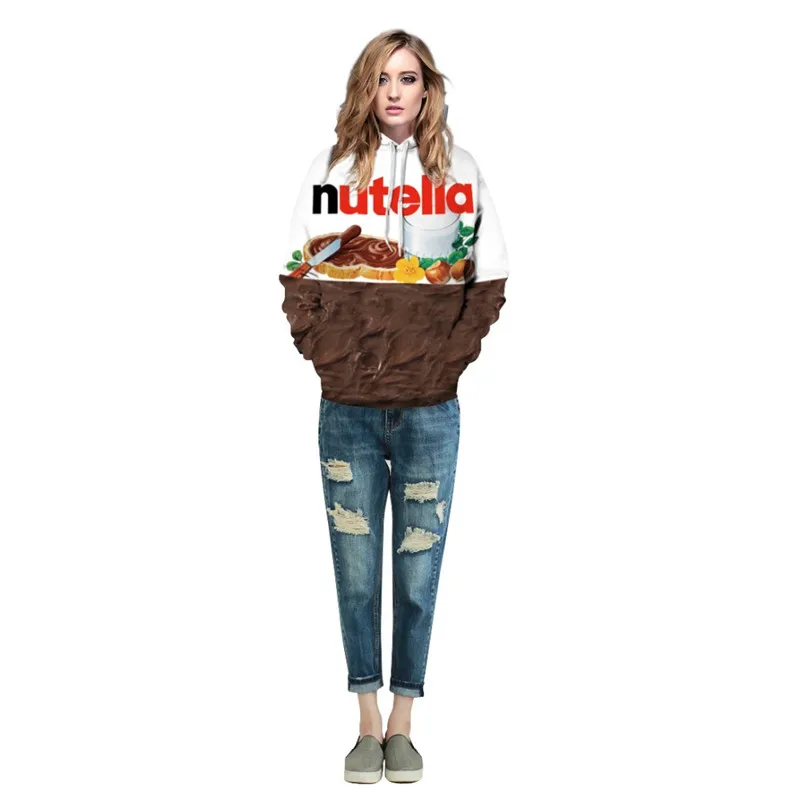 Nutella узор для мужчин и женщин толстовки пары Повседневный стиль 3d принт толстовка хип хоп Осень Зима кофты с капюшоном спортивные костюмы Топы