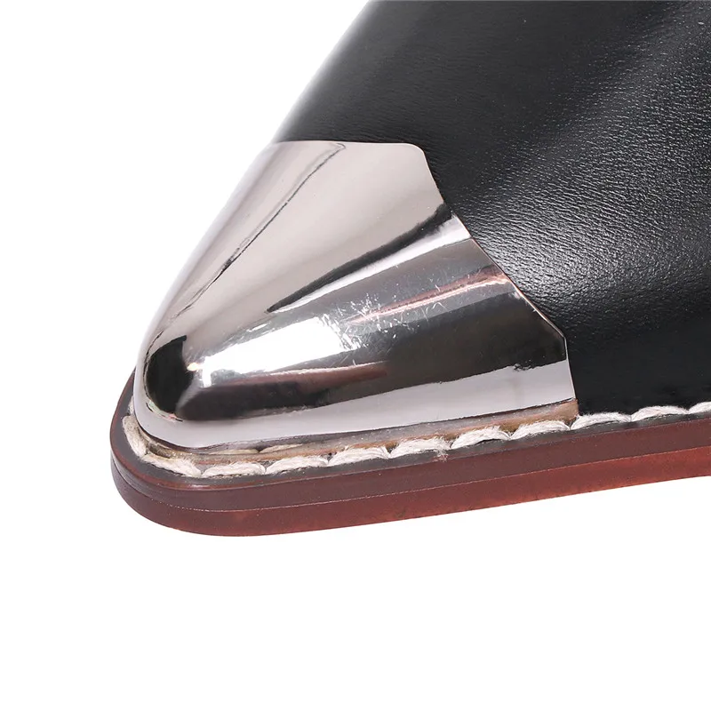 Женские сапоги выше колена с острым носком ASUMER черные из натуральной кожи на