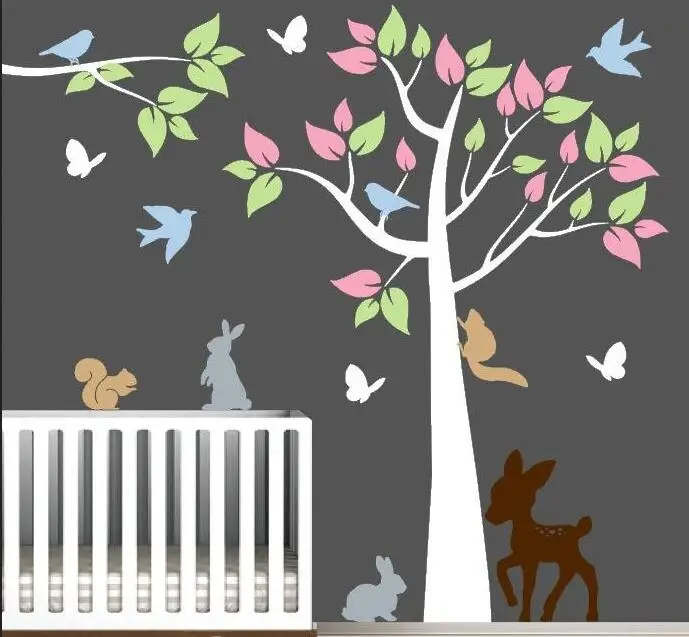 Красочные виниловые наклейки на стену для детской комнаты с лесными животными и