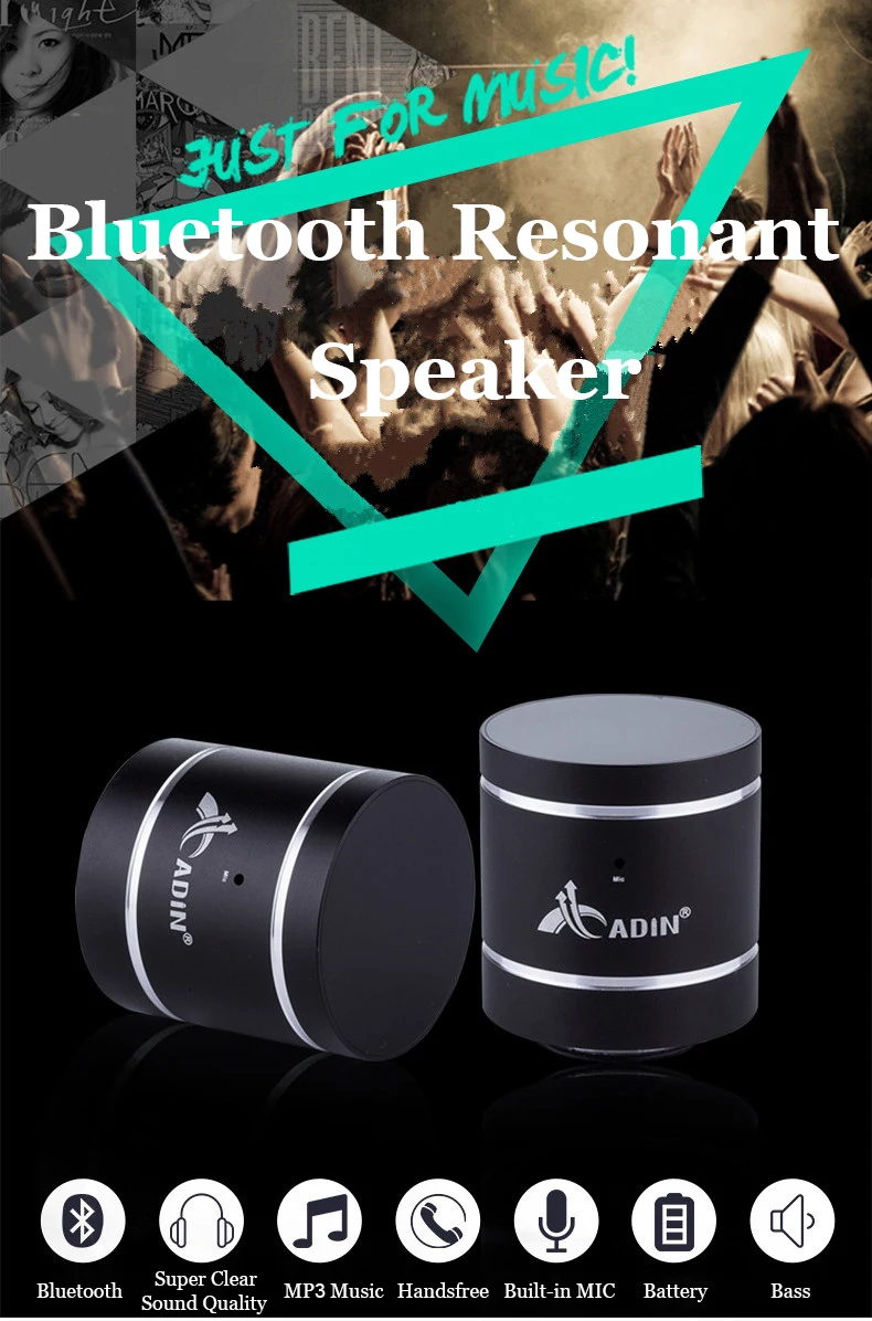 ADIN мини металлический 10 Вт Bluetooth вибрирующий динамик Громкая связь звонки NFC HIFI беспроводной сабвуфер 360 стерео бас телефон акустическая система для ПК