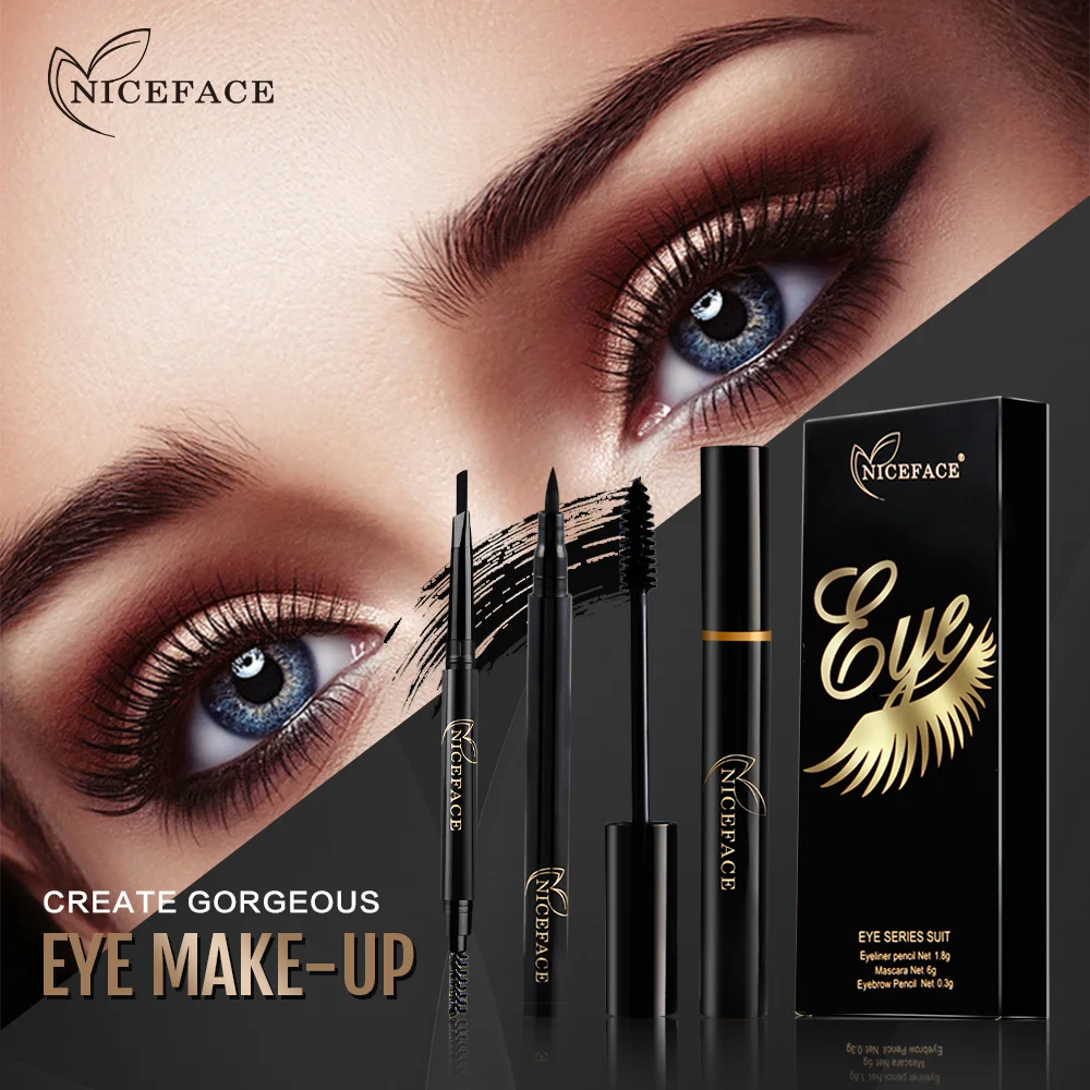NICEFACE 3 шт. набор для макияжа глаз тушь завивки водостойкая жидкая подводка