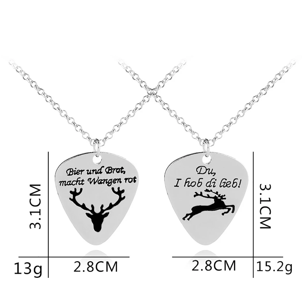 2PCS Couple Necklace Elk Pendant Jewelry for Valentine's Day German Bread Love Beer Bier Halskette | Украшения и аксессуары
