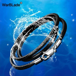 Шнур для ювелирных украшений, черный шнур из вощеной веревочки под кожу, застежка-карабин из нержавеющей стали, 1,5 мм, 2 мм, 3 мм, для самостоятельного изготовления ожерелий