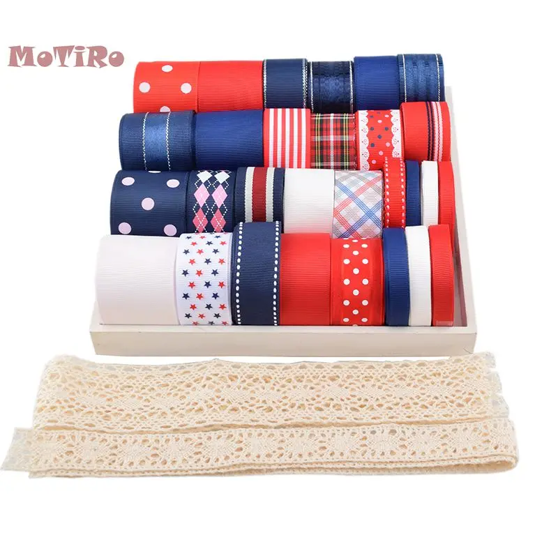 Motiro лента Grosgrain синий и красный цвет набор атласных лент для DIY/ручная работа