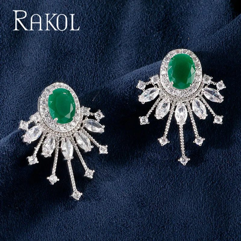 RAKOL Luxury Hot-Selling Top AAA Cubic Zircon Flower Shape Lovely Wedding Stud Earrings For Lady Party Dress Jewelry RE62282K | Украшения и