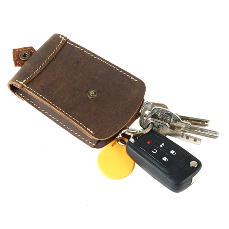 

Retro Vintage Crazy Horse Genuine Leather Key Wallet Keychain Covers Key Case Bag Men Key Holder Housekeeper Keys Organize