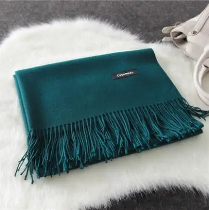 turquoise Женские однотонные кашемировые шарфы с кисточками, женский зимний толстый теплый шарф, высокое качество, Женская шаль, горячая распродажа, TWA563 - Цвет: turquoise