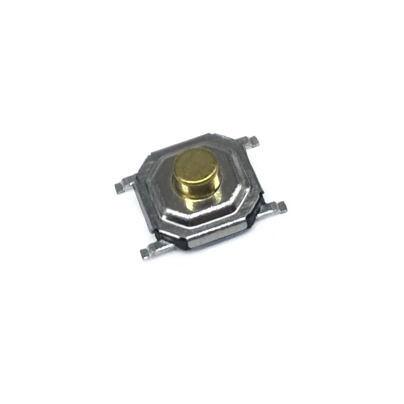 50 шт./лот 5,2*5,2*2,3 мм 12V 0.5A 4 Pin SMT нажимная кнопка металла переключатель тактильные микро, тактовый сенсорный выключатель Медь прерыватель