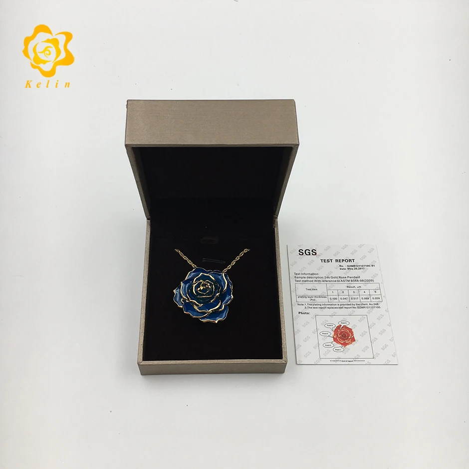 Cangnan Kelin offer Gold Rose necklace with rose shaped pendant and nice gift box | Дом и сад