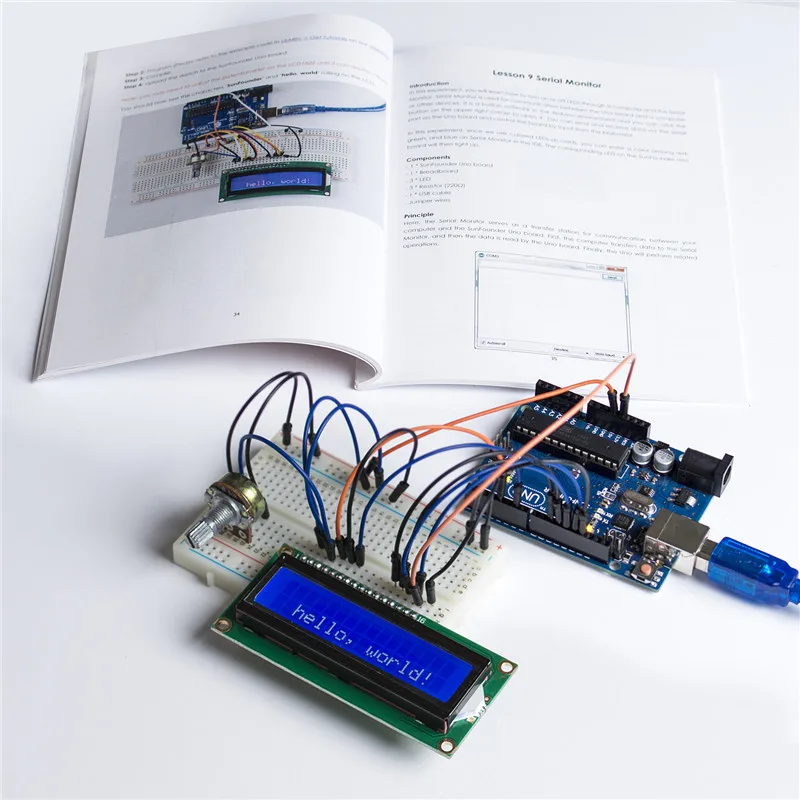SunFounder 12 проектов Набор для начинающих чтобы узнать Arduino LCD 1602 стартовый набор V2.0 с