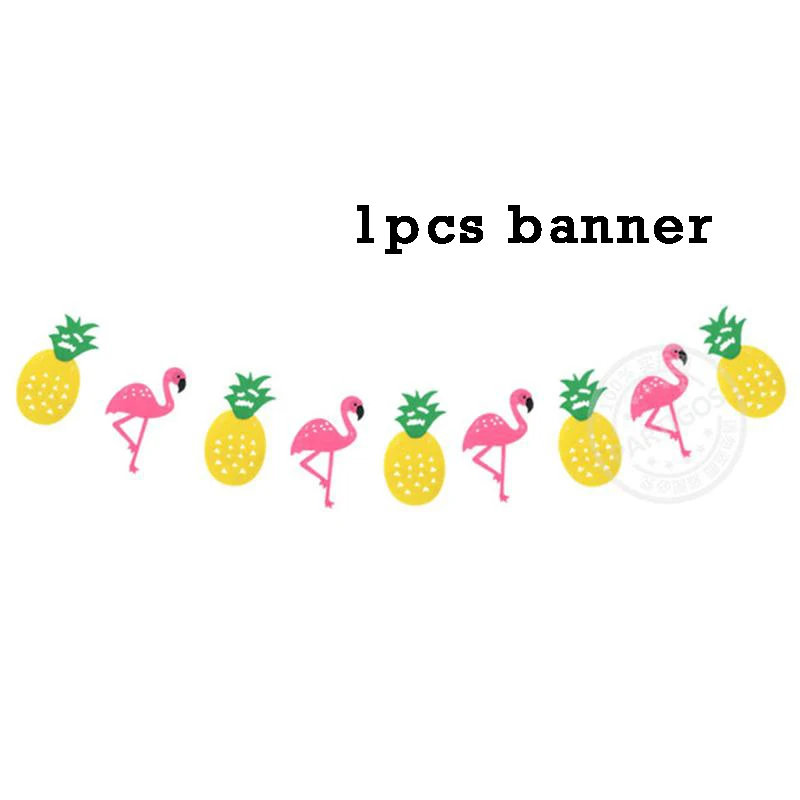 1pcs banner Гавайские вечерние Фламинго конфетти оформление латексными воздушными шариками баннер Pull Flag ананас Лето день рождения - Цвет: 1pcs banner