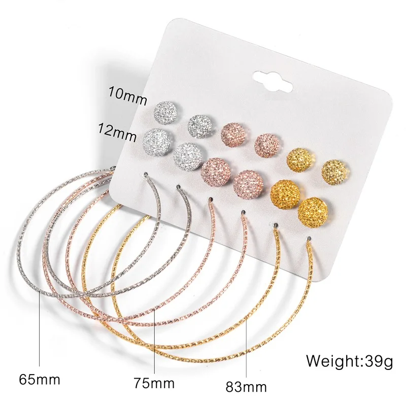 9 пар/лот Ретро хрустальный шар шпилька Комплект сережек для женщин модная