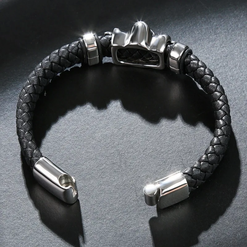 Браслет из нержавеющей стали в стиле ретро модный плетеный кожаный браслет с