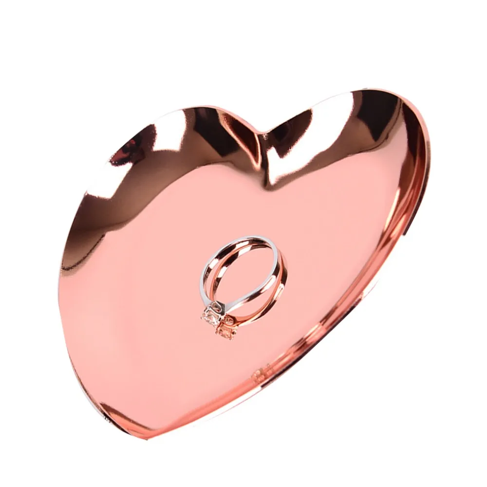 

Tray Stainless Steel Love Colorful Decorative Tray Trinket Jewelry Tray Ring Necklace Display Plate Heart-Shaped Cosmetics Dish