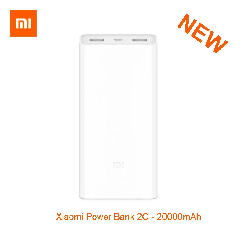 Xiao mi power Bank 20000 мАч 2C портативное зарядное устройство Поддержка QC3.0 Dual USB mi внешний аккумулятор 20000 литиевая батарея - Цвет: Белый