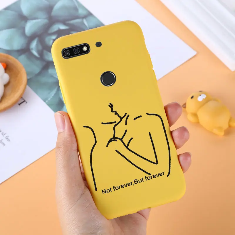For Huawei Honor 7C Case Silicone Soft TPU Back Cover Cases 7 C/Honor7C 5.7inch Yellow Phone Bags |