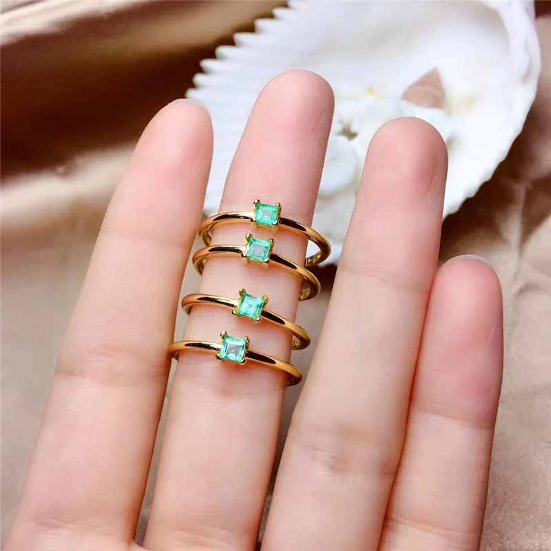 Женские кольца PROCOGEM из серебра 925 пробы с натуральным изумрудом|Кольца| |