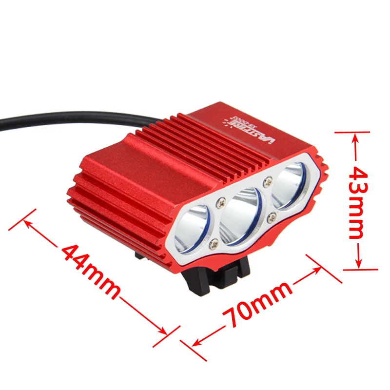 Красный велосипедный налобный фонарь 15000lm 3x XM L T6 Передняя велосипедная фара для