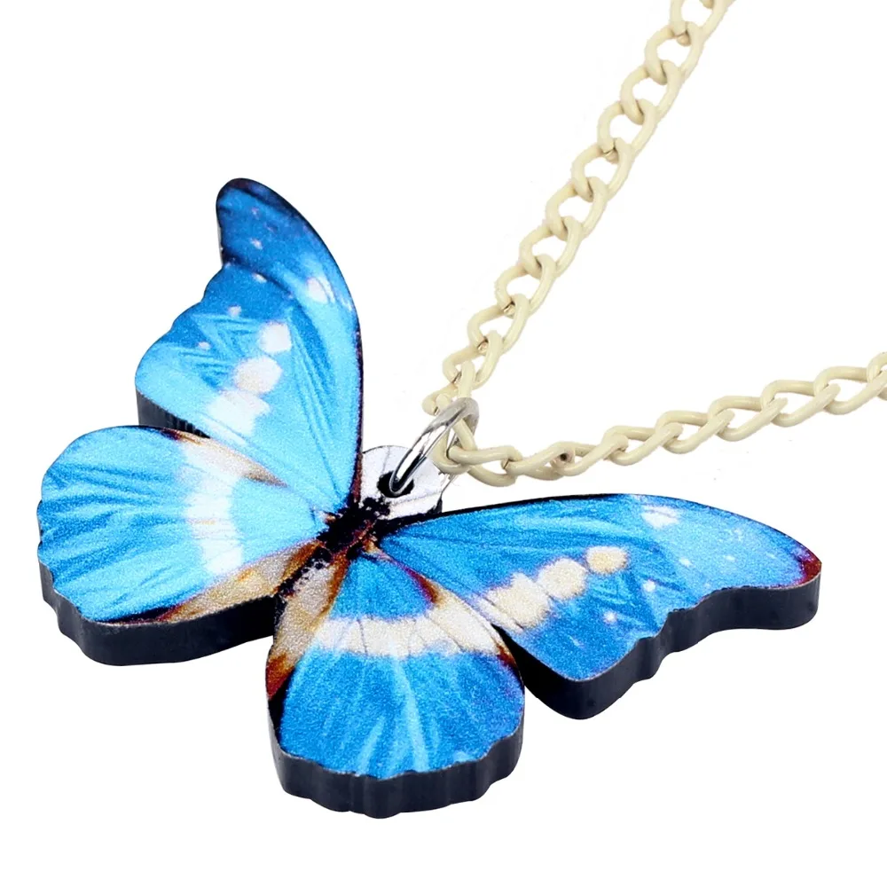 Женское акриловое ожерелье с бабочкой морфона хелены | Украшения и аксессуары